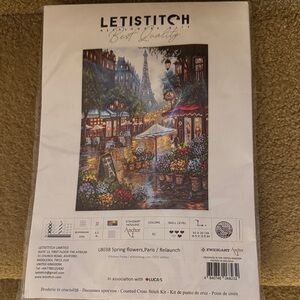 Spring Flowers Paris Counted Cross Stitch Kit - Multicolor